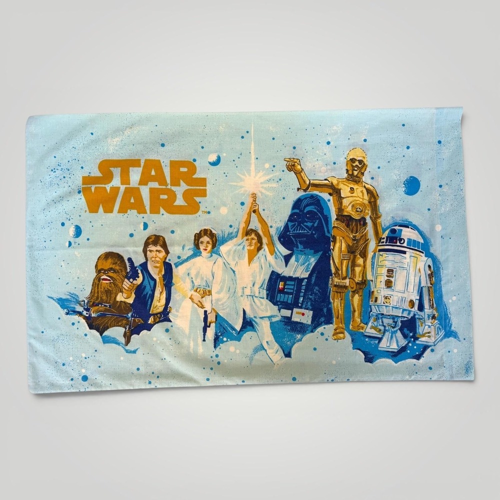 Vintage BIBB Star Wars Pillowcase Original Trilogy Luke Leia Darth Vader USA - Picture 4 of 5